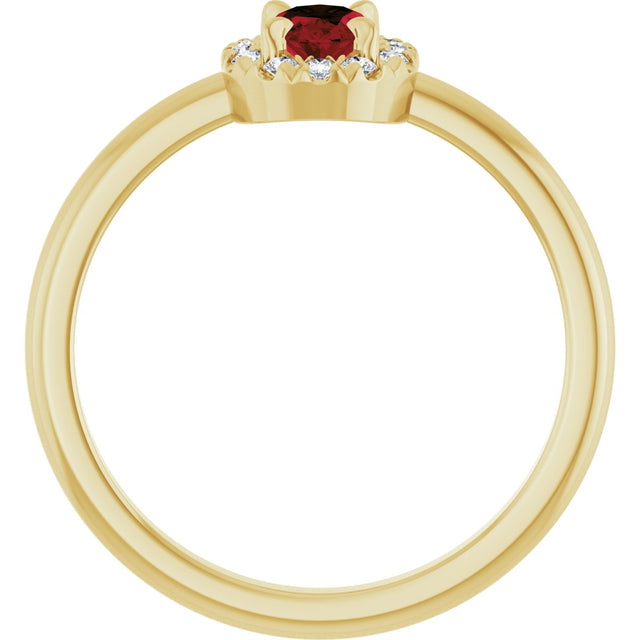 14K Gold Emerald Natural Mozambique Garnet Halo-Style Ring - Yellow Gold - view 7