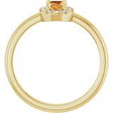 14K Gold Emerald Natural Citrine Halo-Style Ring - Yellow Gold - view 7