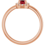 14K Gold Emerald Natural Ruby Halo-Style Ring - Rose Gold - view 7