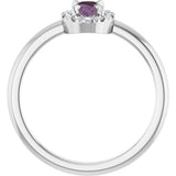 Platinum Emerald Lab-Grown Alexandrite Halo-Style Ring - view 7