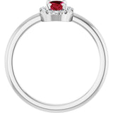 14K Gold Emerald Natural Ruby Halo-Style Ring - White Gold - view 7