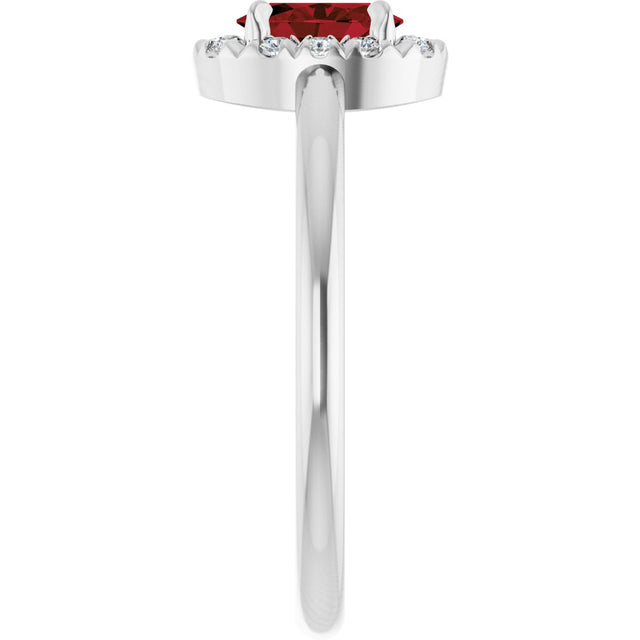 Platinum Emerald Natural Mozambique Garnet Halo-Style Ring - view 9