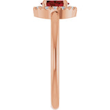 14K Gold Emerald Natural Mozambique Garnet Halo-Style Ring - Rose Gold - view 9