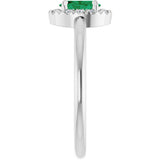 Platinum Emerald Natural Emerald Halo-Style Ring - view 9