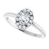 14K Gold Emerald Natural White Sapphire Halo-Style Ring - White Gold - view 10