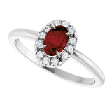 14K Gold Emerald Natural Mozambique Garnet Halo-Style Ring - White Gold - view 10