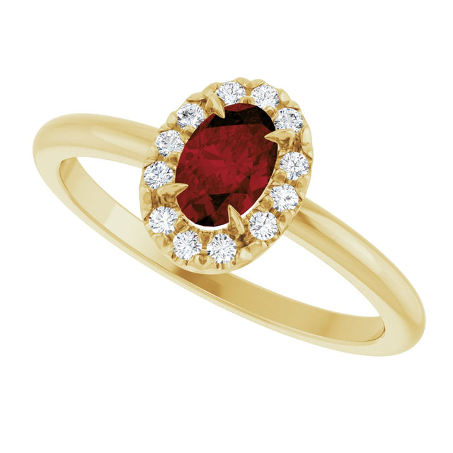 14K Gold Emerald Natural Mozambique Garnet Halo-Style Ring - Yellow Gold - view 10