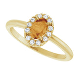 14K Gold Emerald Natural Citrine Halo-Style Ring - Yellow Gold - view 10