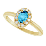 14K Gold Emerald Natural Aquamarine Halo-Style Ring - Yellow Gold - view 10