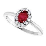 14K Gold Emerald Natural Ruby Halo-Style Ring - White Gold - view 10