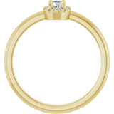 14K Gold Emerald Natural White Sapphire Halo-Style Ring - Yellow Gold - view 7