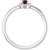 14K Gold Emerald Natural Mozambique Garnet Halo-Style Ring - White Gold - view 7
