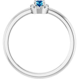 Platinum Emerald Natural Blue Zircon Halo-Style Ring - view 7
