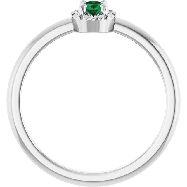Platinum Emerald Lab-Grown Emerald Halo-Style Ring - view 7