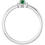 Platinum Emerald Natural Emerald Halo-Style Ring - view 7