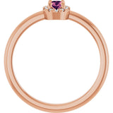 14K Gold Emerald Natural Pink Tourmaline Halo-Style Ring - Rose Gold - view 7