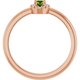 14K Gold Emerald Natural Peridot Halo-Style Ring - Rose Gold - view 7