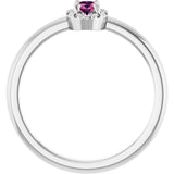 Platinum Emerald Natural Pink Tourmaline Halo-Style Ring - view 7