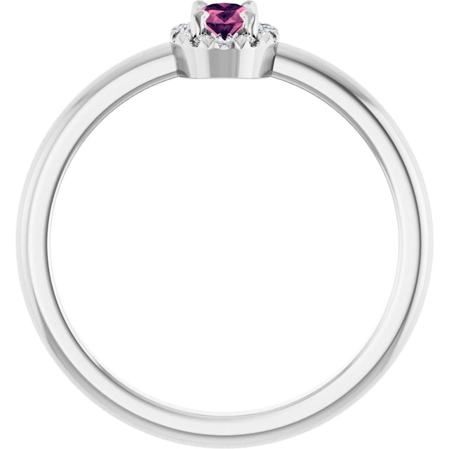 Platinum Emerald Natural Pink Tourmaline Halo-Style Ring - view 7