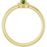 14K Gold Emerald Natural Peridot Halo-Style Ring - Yellow Gold - view 7