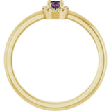 14K Gold Emerald Lab-Grown Alexandrite Halo-Style Ring - Yellow Gold - view 7