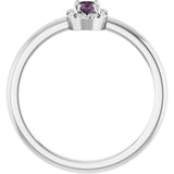 Platinum Emerald Lab-Grown Alexandrite Halo-Style Ring - view 7