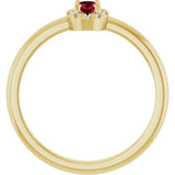 14K Gold Emerald Lab-Grown Ruby Halo-Style Ring - Yellow Gold - view 7