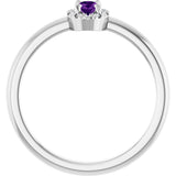 14K Gold Emerald Natural Amethyst Halo-Style Ring - White Gold - view 7