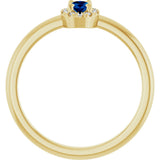14K Gold Emerald Lab-Grown Blue Sapphire Halo-Style Ring - Yellow Gold - view 7
