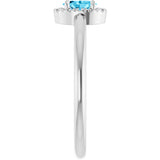14K Gold Emerald Natural Aquamarine Halo-Style Ring - White Gold - view 9