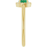 14K Gold Emerald Lab-Grown Emerald Halo-Style Ring - Yellow Gold - view 9