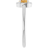 14K Gold Emerald Natural Citrine Halo-Style Ring - White Gold - view 9
