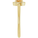 14K Gold Emerald Natural Citrine Halo-Style Ring - Yellow Gold - view 9