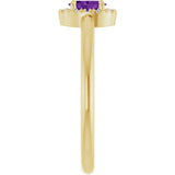 14K Gold Emerald Natural Amethyst Halo-Style Ring - Yellow Gold - view 9