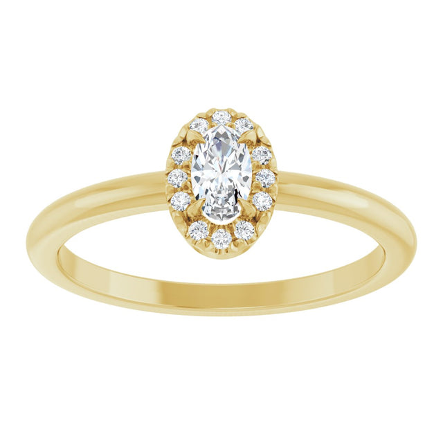 14K Gold Emerald Natural White Sapphire Halo-Style Ring - Yellow Gold - view 8