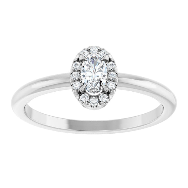 14K Gold Emerald Natural White Sapphire Halo-Style Ring - White Gold - view 8