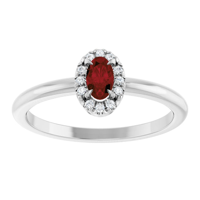 14K Gold Emerald Natural Mozambique Garnet Halo-Style Ring - White Gold - view 8