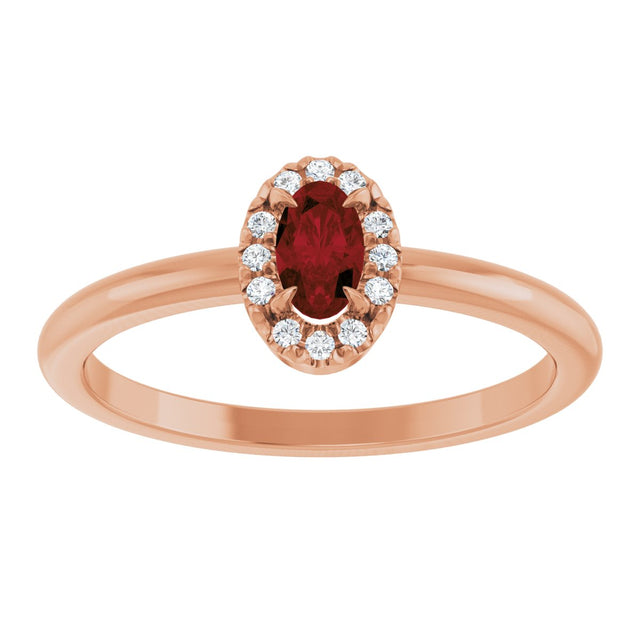 14K Gold Emerald Natural Mozambique Garnet Halo-Style Ring - Rose Gold - view 8