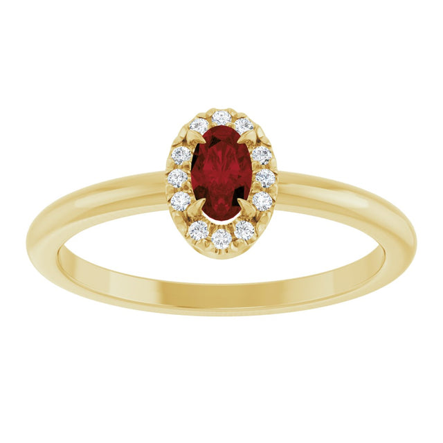 14K Gold Emerald Natural Mozambique Garnet Halo-Style Ring - Yellow Gold - view 8