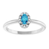 Platinum Emerald Natural Blue Zircon Halo-Style Ring - view 8