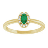 14K Gold Emerald Natural Emerald Halo-Style Ring - Yellow Gold - view 8