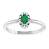 Platinum Emerald Natural Emerald Halo-Style Ring - view 8