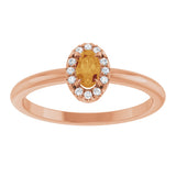 14K Gold Emerald Natural Citrine Halo-Style Ring - Rose Gold - view 8