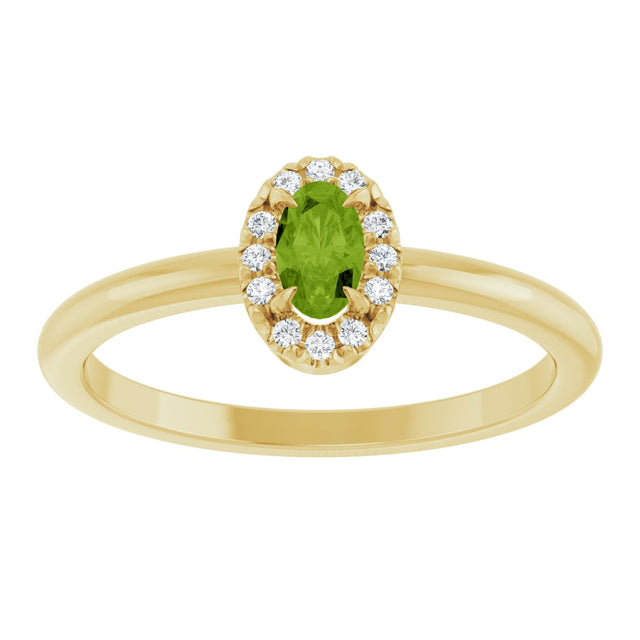 14K Gold Emerald Natural Peridot Halo-Style Ring - Yellow Gold - view 8