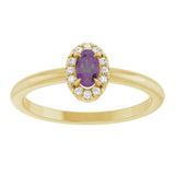 14K Gold Emerald Lab-Grown Alexandrite Halo-Style Ring - Yellow Gold - view 8