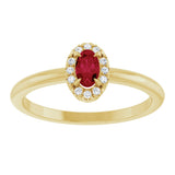 14K Gold Emerald Natural Ruby Halo-Style Ring - Yellow Gold - view 8