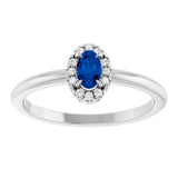 14K Gold Emerald Lab-Grown Blue Sapphire Halo-Style Ring - White Gold - view 8