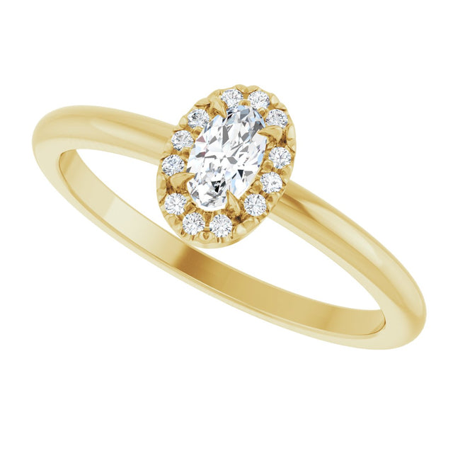 14K Gold Emerald Natural White Sapphire Halo-Style Ring - Yellow Gold - view 10