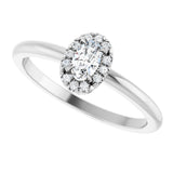 14K Gold Emerald Natural White Sapphire Halo-Style Ring - White Gold - view 10