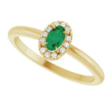 14K Gold Emerald Lab-Grown Emerald Halo-Style Ring - Yellow Gold - view 10